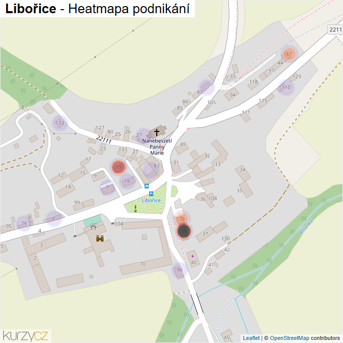 Mapa Libořice - Firmy v části obce.