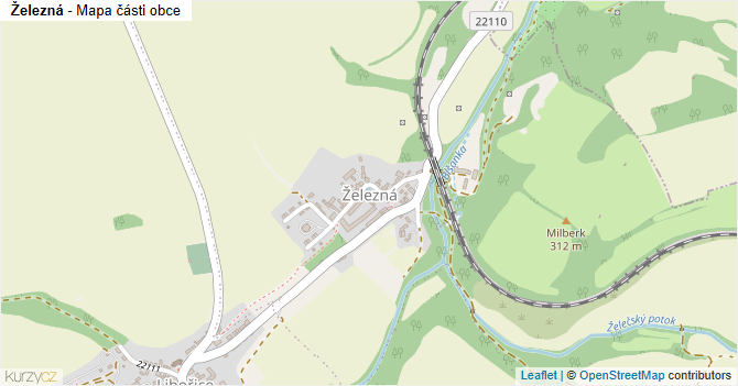 Železná - mapa části obce