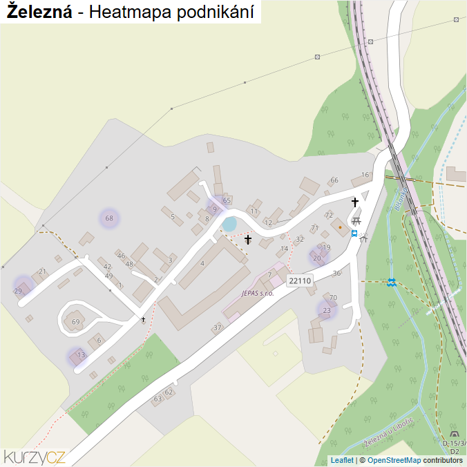 Mapa Železná - Firmy v části obce.