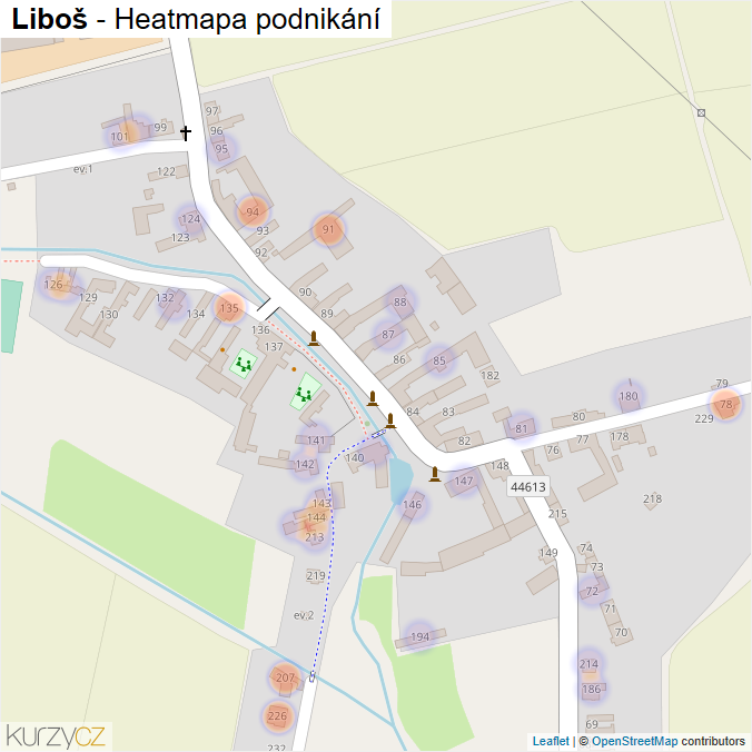 Mapa Liboš - Firmy v části obce.