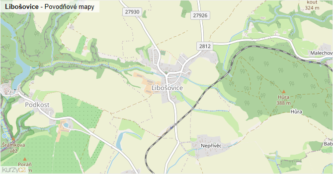 Libošovice - záplavové mapy stoleté vody