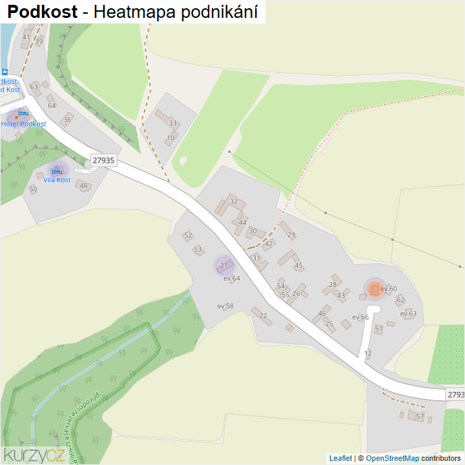 Mapa Podkost - Firmy v části obce.