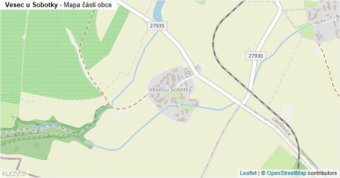 Vesec u Sobotky - mapa části obce
