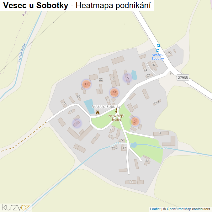 Mapa Vesec u Sobotky - Firmy v části obce.