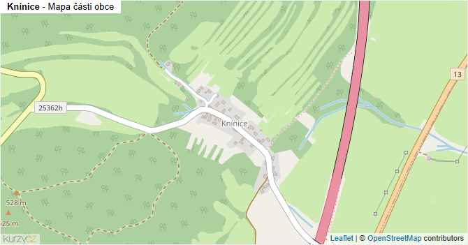 Knínice - mapa části obce