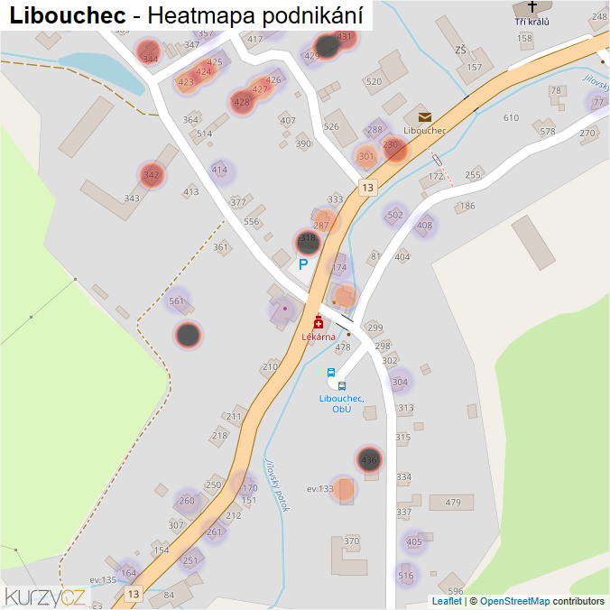 Mapa Libouchec - Firmy v části obce.