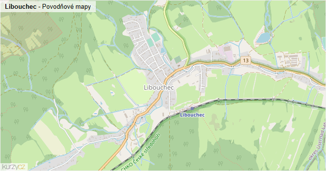 Libouchec - záplavové mapy stoleté vody