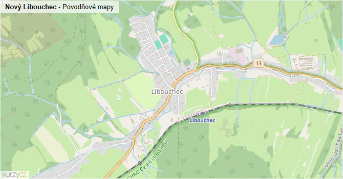 Nový Libouchec - záplavové mapy stoleté vody