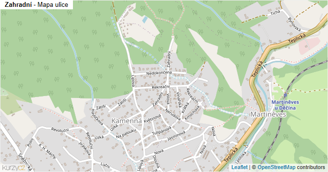 Zahradní - mapa ulice