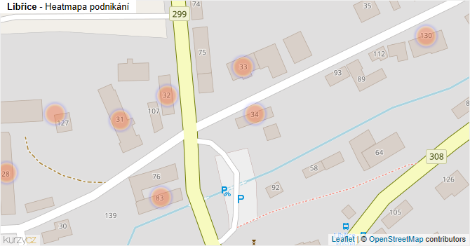 Libřice - mapa podnikání
