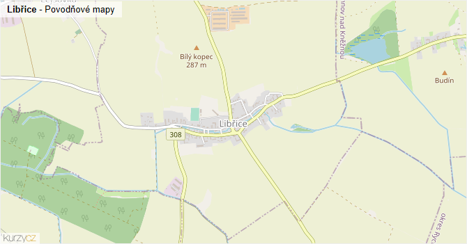 Libřice - záplavové mapy stoleté vody