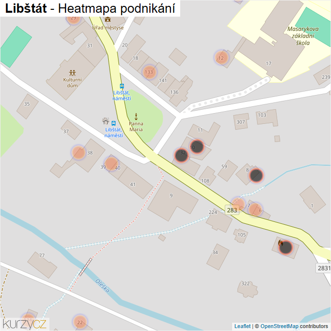 Mapa Libštát - Firmy v obci.