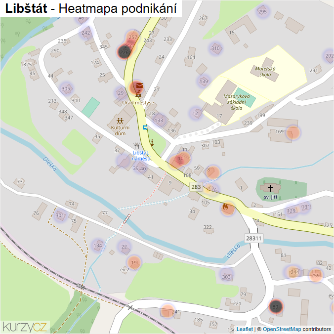 Mapa Libštát - Firmy v části obce.
