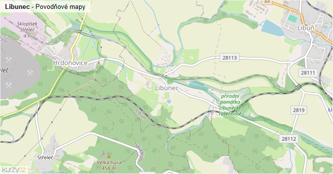 Libunec - záplavové mapy stoleté vody