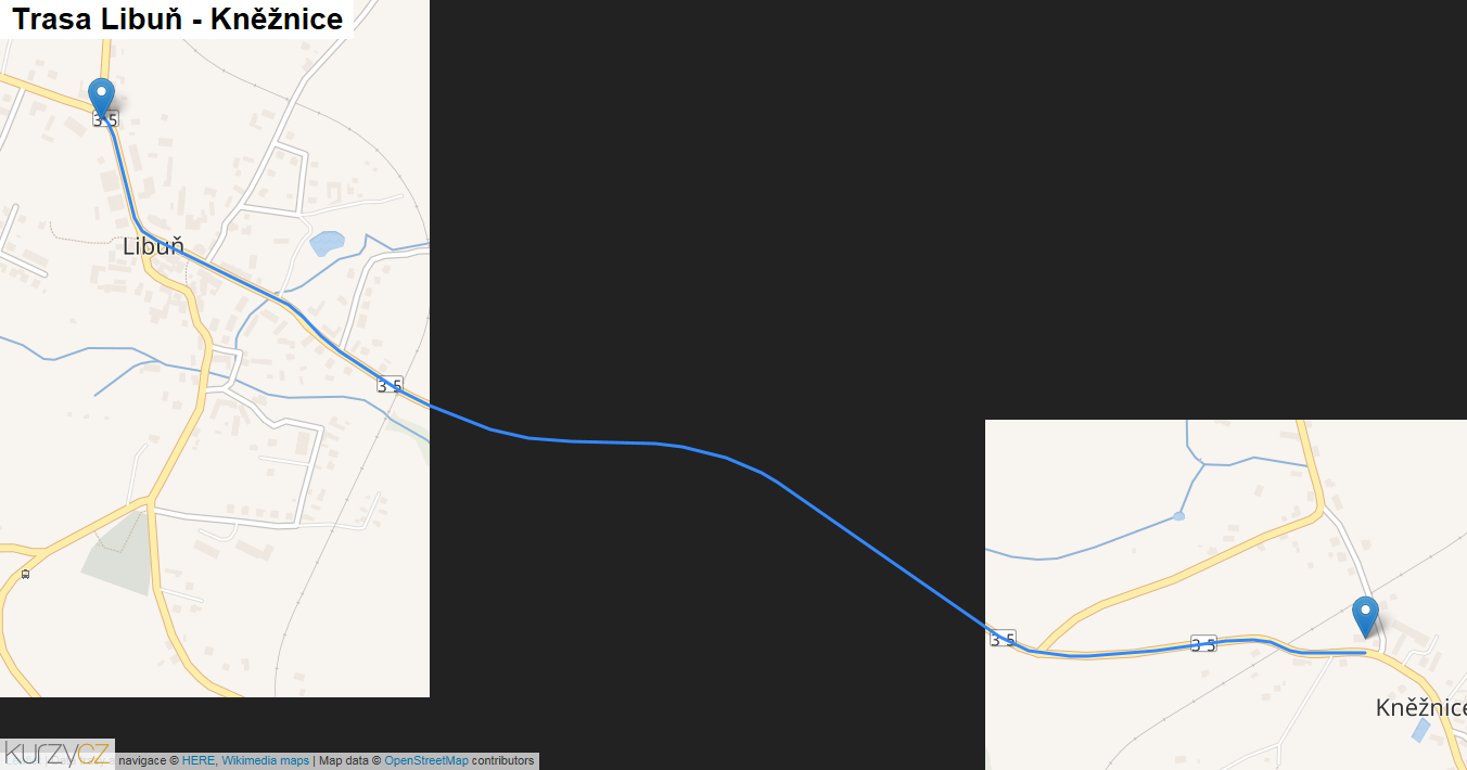 Libuň-Kněžnice, mapa trasy