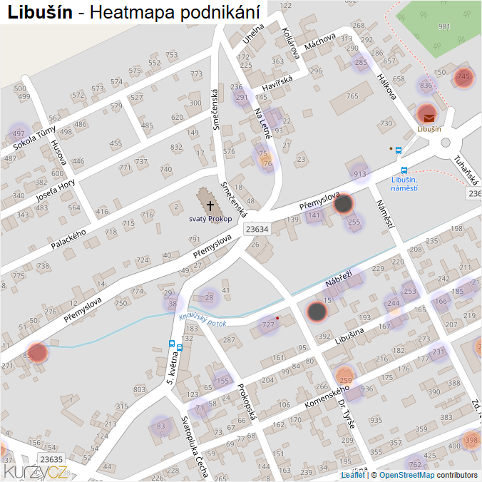 Mapa Libušín - Firmy v obci.