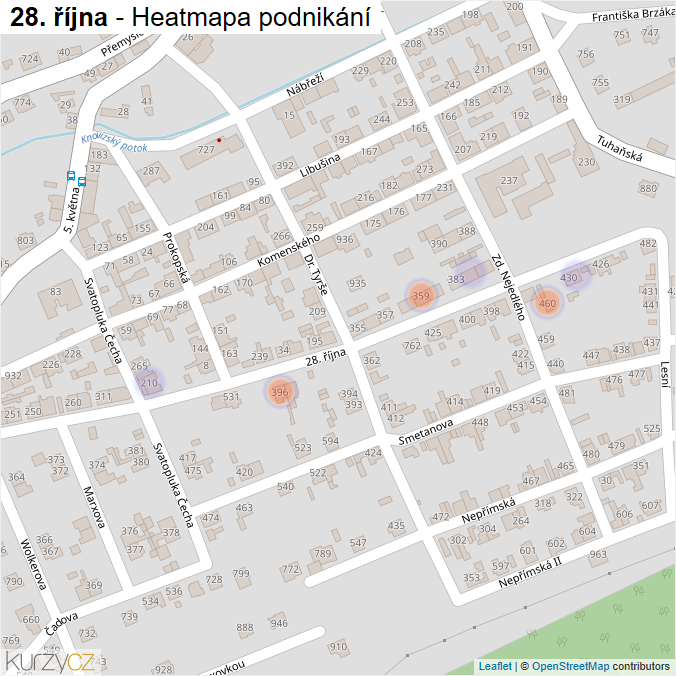 Mapa 28. října - Firmy v ulici.