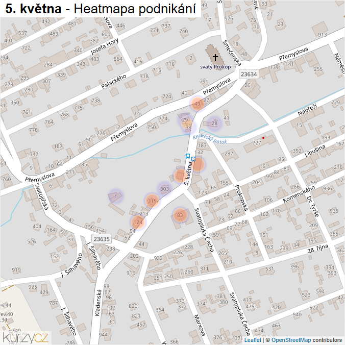 Mapa 5. května - Firmy v ulici.