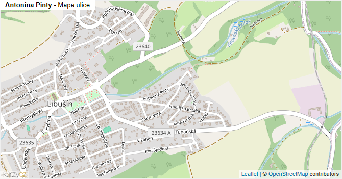Antonína Pinty - mapa ulice
