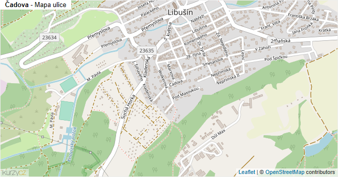 Čadova - mapa ulice