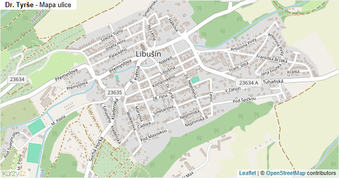 Dr. Tyrše - mapa ulice