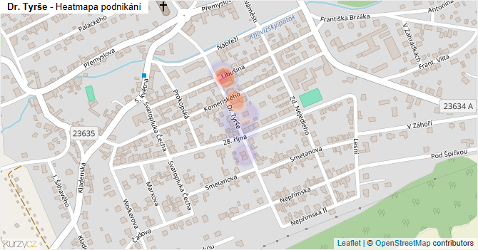 Dr. Tyrše - mapa podnikání