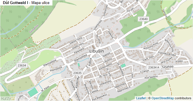 Důl Gottwald I - mapa ulice