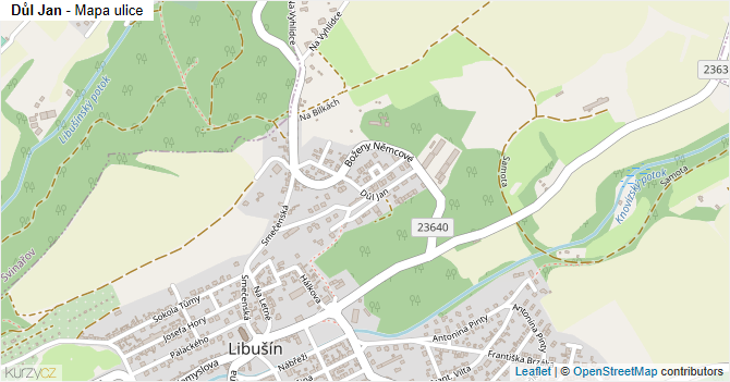 Důl Jan - mapa ulice