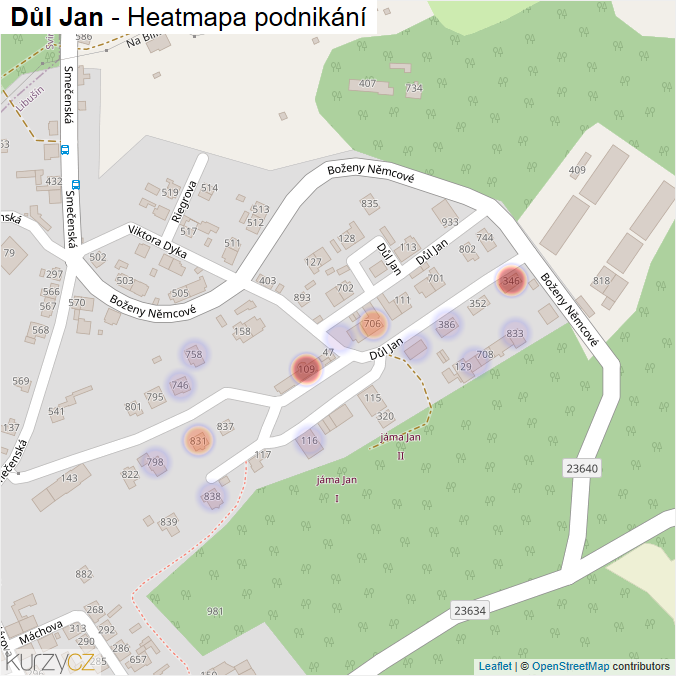Mapa Důl Jan - Firmy v ulici.