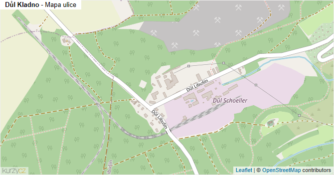 Důl Kladno - mapa ulice