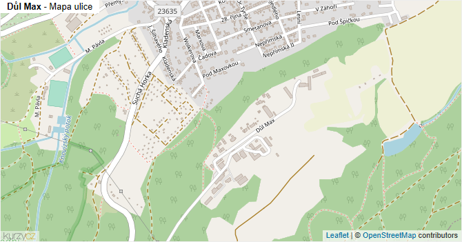 Důl Max - mapa ulice