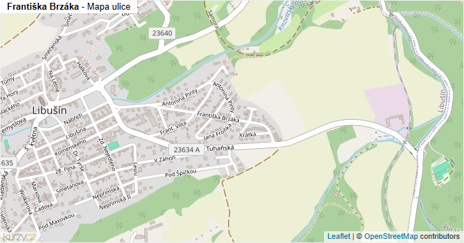 Františka Brzáka - mapa ulice