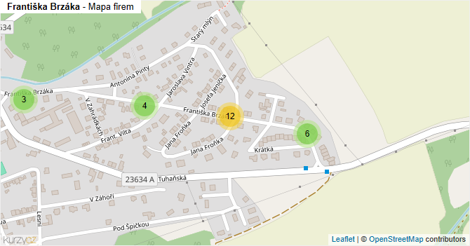 Františka Brzáka - mapa firem