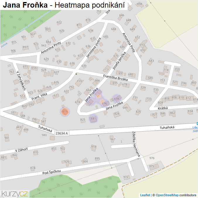 Mapa Jana Froňka - Firmy v ulici.
