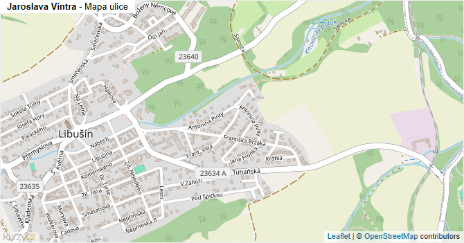 Jaroslava Vintra - mapa ulice