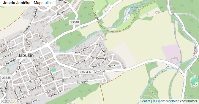 Josefa Jeníčka - mapa ulice