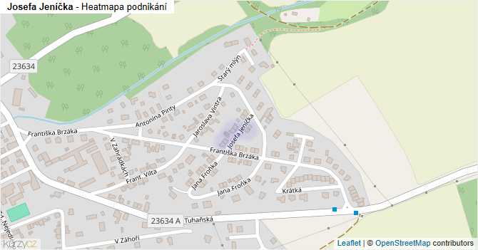 Josefa Jeníčka - mapa podnikání