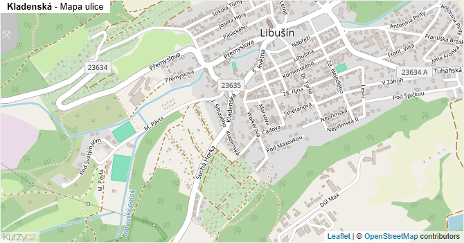Kladenská - mapa ulice