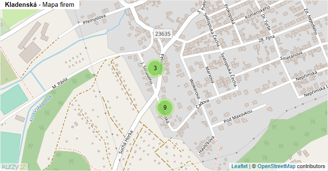Kladenská - mapa firem