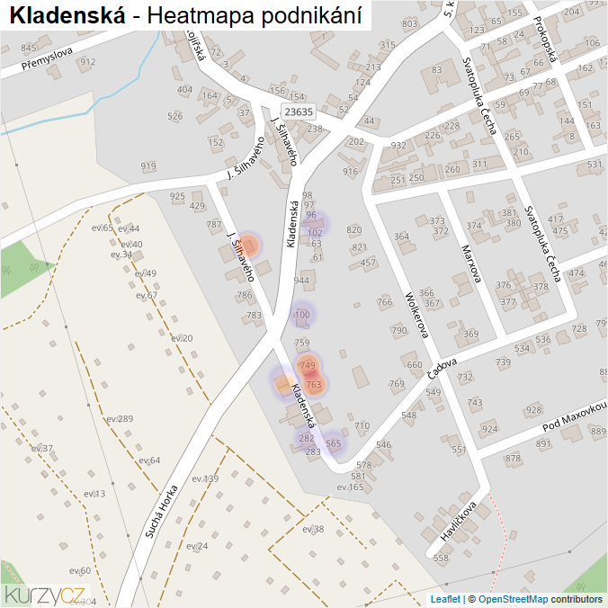 Mapa Kladenská - Firmy v ulici.