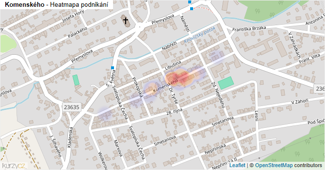 Komenského - mapa podnikání