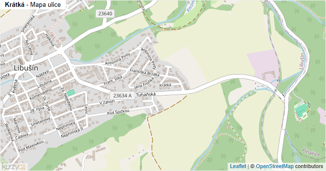 Krátká - mapa ulice