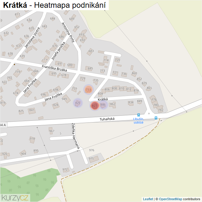 Mapa Krátká - Firmy v ulici.