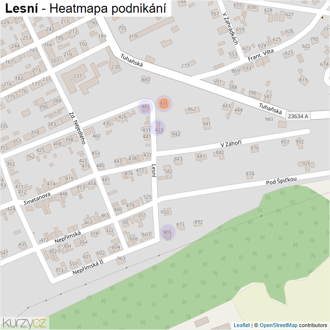 Mapa Lesní - Firmy v ulici.