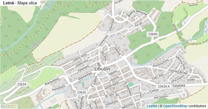 Letná - mapa ulice