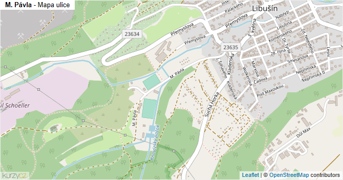 M. Pávla - mapa ulice