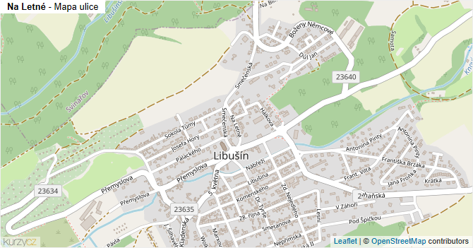 Na Letné - mapa ulice