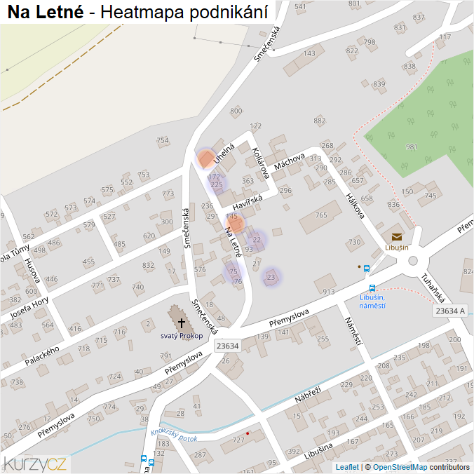 Mapa Na Letné - Firmy v ulici.
