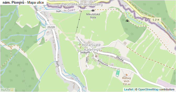 nám. Pionýrů - mapa ulice