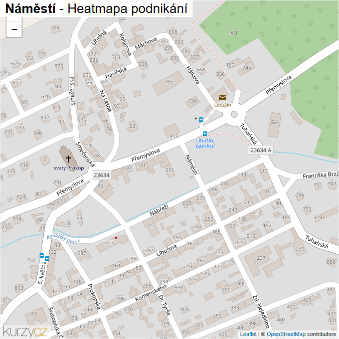 Mapa Náměstí - Firmy v ulici.